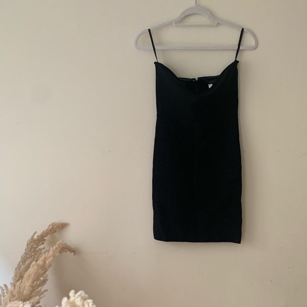 Black strapless bcbg dress